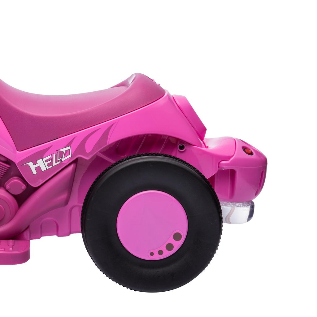 Electric Motorcycle Children 2-5 Years, 3 Wheels, 6 V, 3 Km/h, with Bubble Function, Light and Sound Effects, Pink