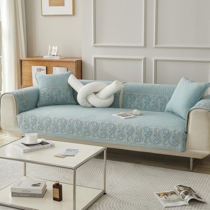 Fabric Embroidered Sofa Cushion Cotton Non-Slip Leather Sofa Cover Slipcover Four Seasons General Fabrics Sofa Cushion Cover Towel