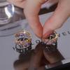 Design Sense Purple Crystal Earrings, Purple Gas Donglai Earrings Versatile Violet Earrings