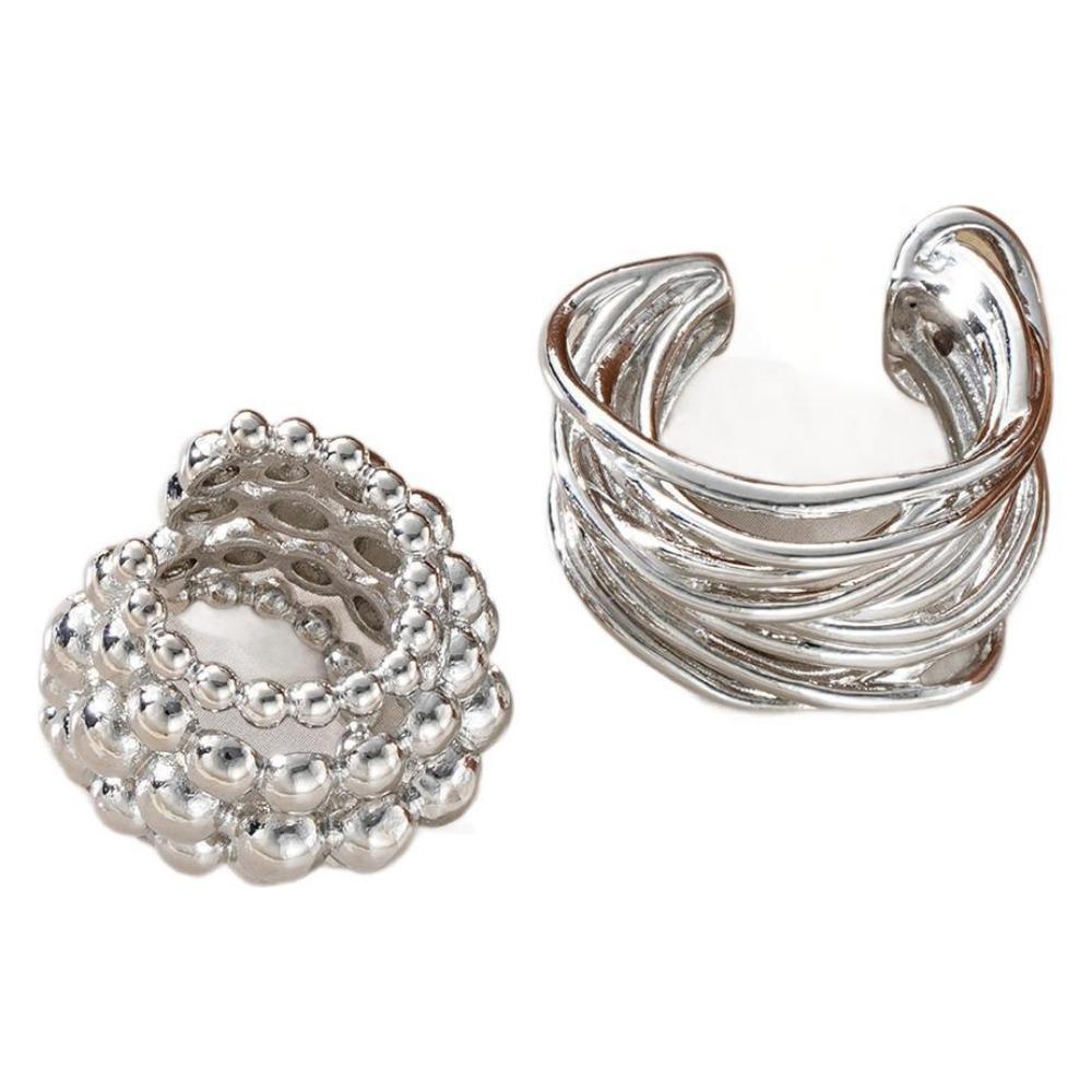 

Copper Wide Clip-On Earrings C-Shaped Exaggerated Ear Clips Fashion Ear Cuff Gift серебряный
