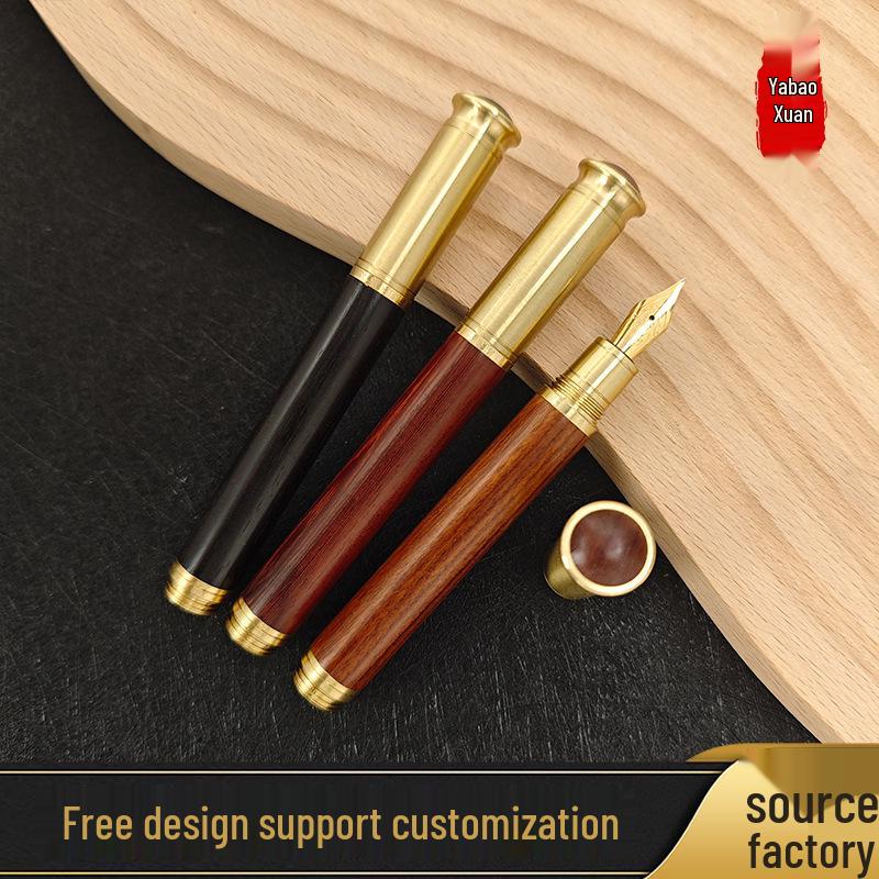 Engraved Copper & Wood Fountain Pen Set: Dual-Use, Posture-Correcting Gift with Cartridge Ink and Gift Box