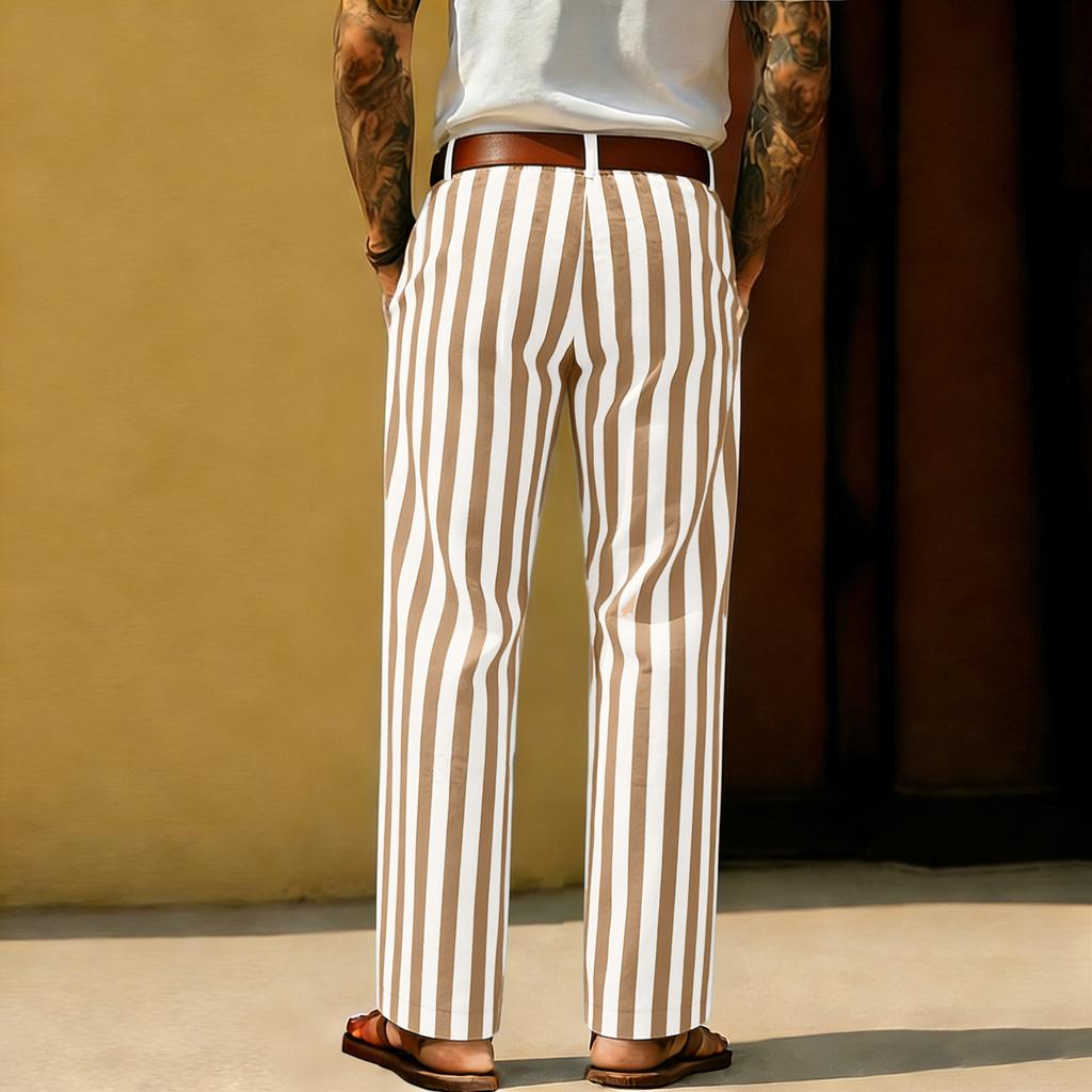 Men's Sporty Casual Striped Elastic Waist Straight Leg Pants