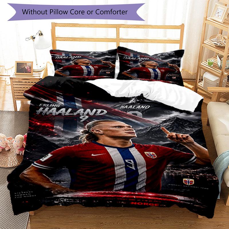 3pcs Haaland9 Design Cover Set - HD Printed Bedding with 1 Cover and 2 Pillowcases - Perfect for Home and Dorm Decor