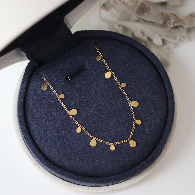 18K Gold Plated Stainless Steel Multi Pendant Necklace Dainty Rectangle Waterdrop Tassel Choker Necklace Women Fashionable