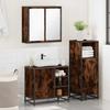 3 Piece Bathroom Furniture Set Smoked Oak Wood Based Material