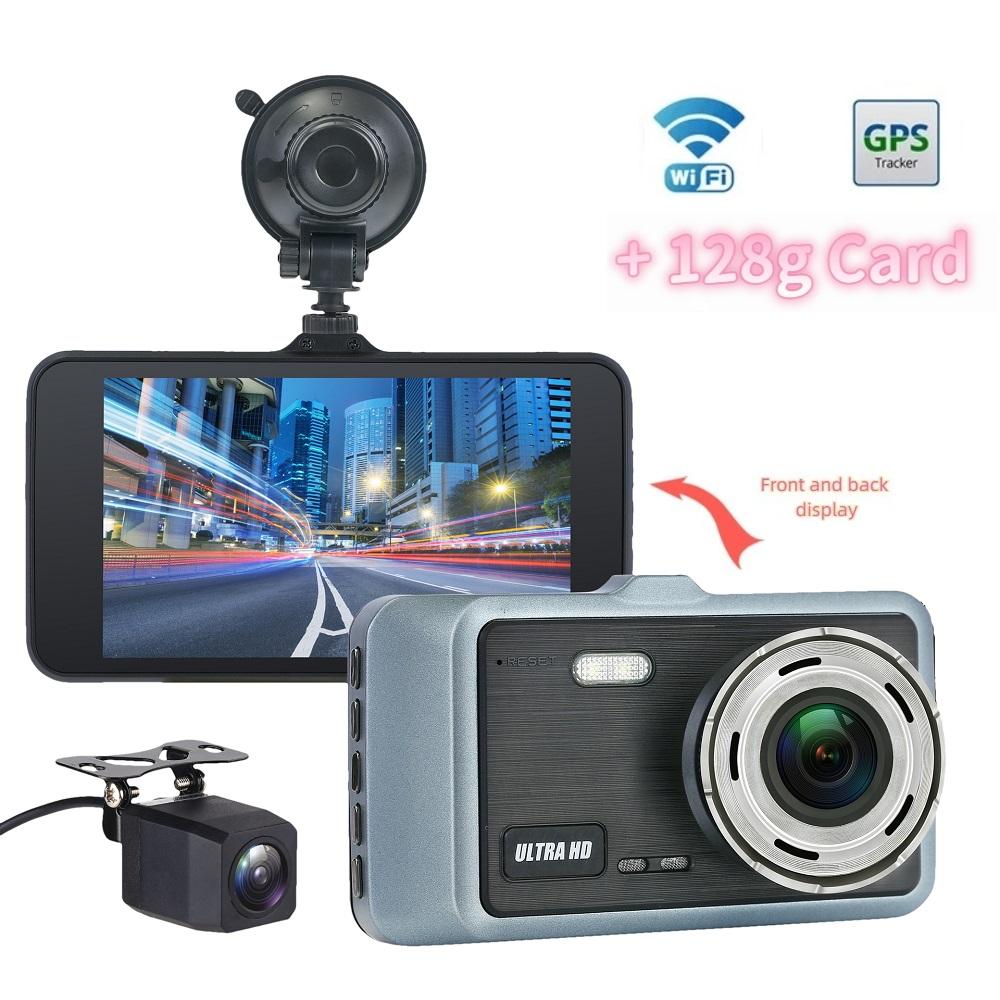 2K 4,0-Zoll Hochauflösender Fahrrekorder WIFI Drahtlose Handy-Verbindung Auto Dual-Objektiv Dual-Aufnahme