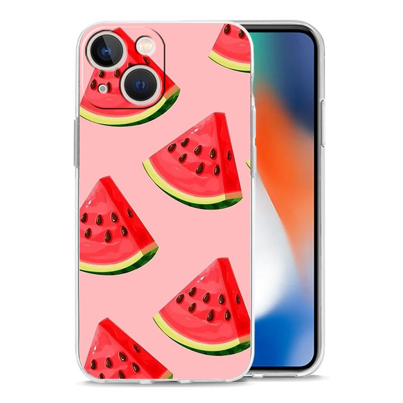 Phone Case For iPhone 17 Air Cases iPhone 16 15 12 13 14 Pro Max SE 7 8 Plus iPhone11 Clear Cover Fruit Juice Flower Pattern