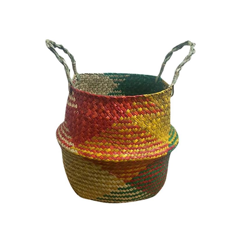 Practical-Storage Basket With Handles Woven Foldable Storage Pot Plant Basin Cover For Laundry Groceries Picnic Beach Basket Eas