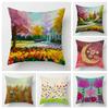 Vibrant Garden Pillowcases  Colorful Floral Designs for Home Decor Perfect Spring Gift with Trees Flowers  Moon Scenes