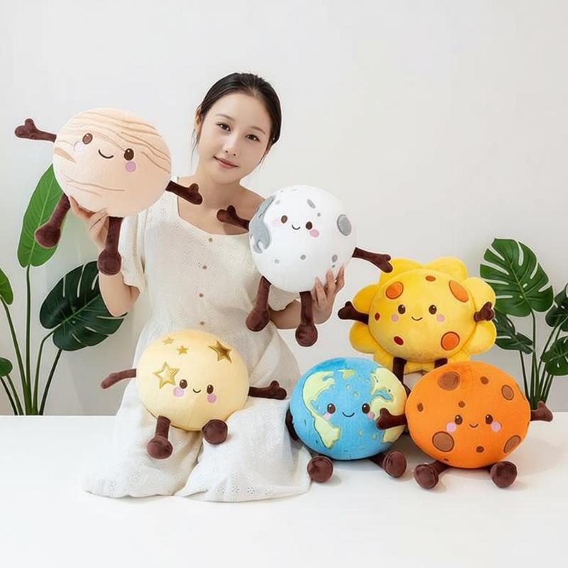 Anime Sun Earth Mars Doll Lovely Moon Venus Saturn Plush Toy Planet Pendant Fluffy Cartoon Mars Earth Moon Stuffed Pillow