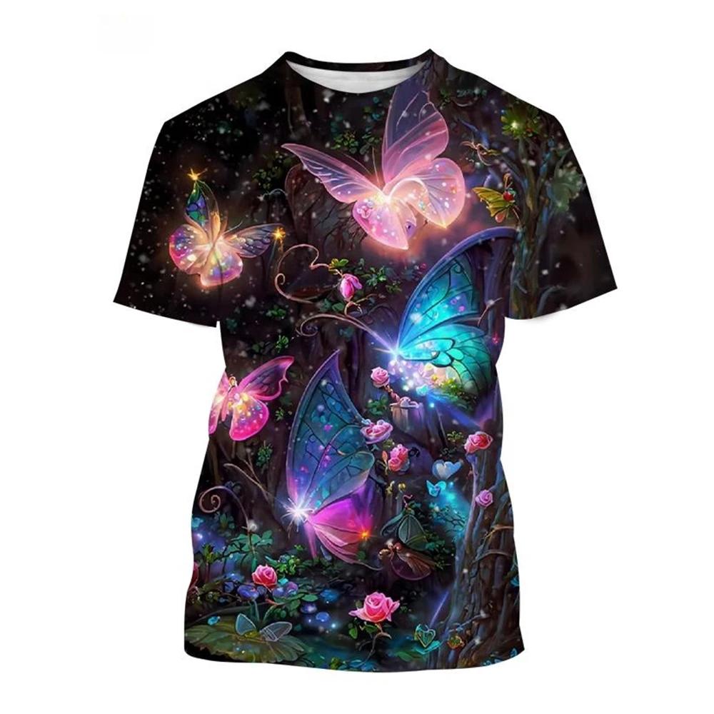 Hot Selling New Color 3D Printed Butterfly Animal T-shirt, Insect Butterfly Printed T-shirt, Men's and Women's Fashionable Casual Top