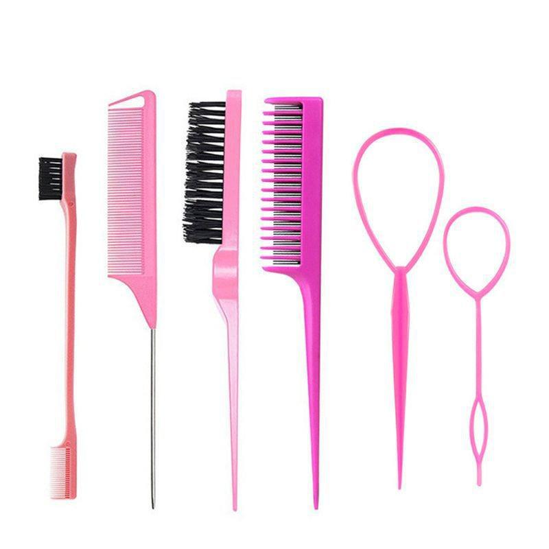 

International Hairdressing Toolkit: 10-Piece Set with Teasing Comb, Highlighting Rat-Tail Comb, Eyebrow Brush, Hair Clips, and Pins