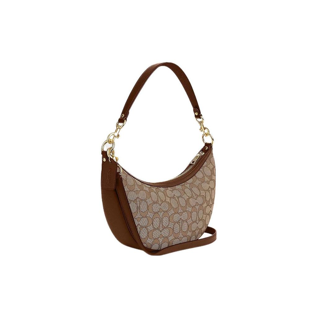 Coach Aria Shoulder Bag 26 Classic Monogram Hardware Zipper Closure Leather Crescent Bag Medium Women shoulder bag Brown CO997-IMVGB