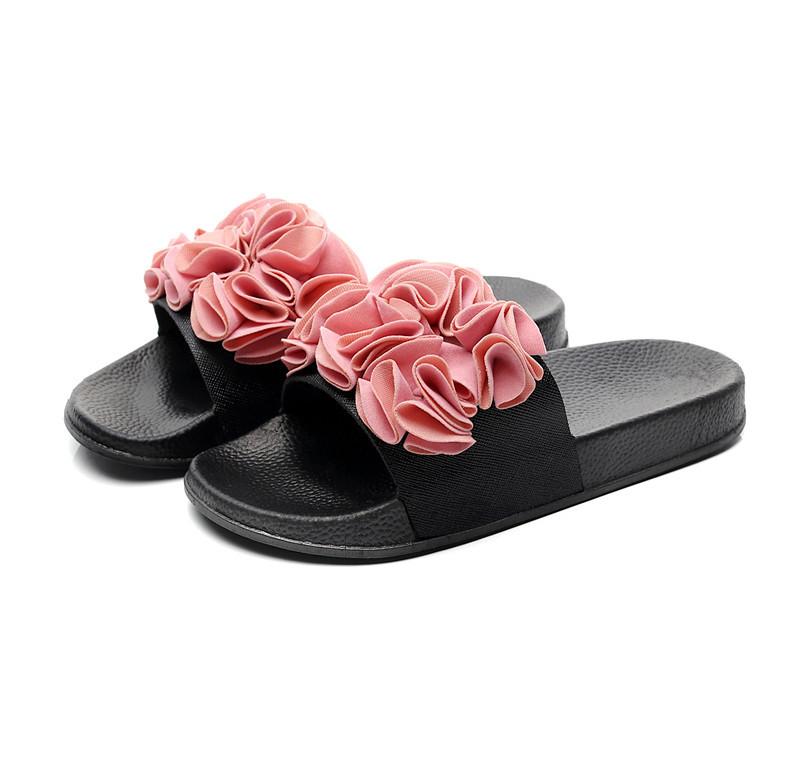 New Fashion Women Sandals Summer Flower Flat Heels Flip Flops Women's Shoes 36-41