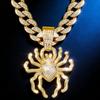 European and American Punk Trend Three-dimensional Large Spider Pendant Necklace Hip-hop Street Dance Diamond-encrusted Cuban Chain Men's Accessories