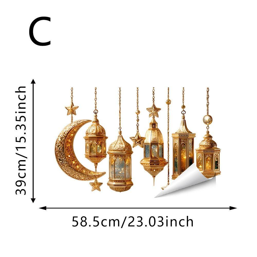 Multicolor Eid Mubarak Wall Stickers Star Moon DIY Ornament Ramadan Kareem Decals Eid Al-fitr Lantern Castle Wall Mural