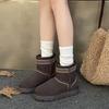 Leather wool snow boots women's autumn and winter piled thickened warm cotton shoes non-slip thick-soled cotton boots