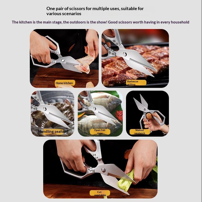 1Pcs Multi Function Tool Food Scissor Stainless Steel Cooking Accessories Kitchen Scissors For Chicken Vegetables Barbecue Meat