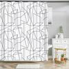 3D Printing Line Art Pattern Waterproof Bathroom Shower Curtains Black And White Home Decoration Wall Screen Bath Curtains