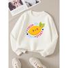 European sizes Fresh Lemon Start Day Girls' Crew Neck Sweatshirt, Autumn Winter Western Top, Long Sleeved Casual.