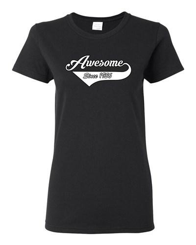 Ladies Awesome Since 1956 With Tail Happy Birthday Gift Funny DT T-Shirt Tee Unisex T-Shirt