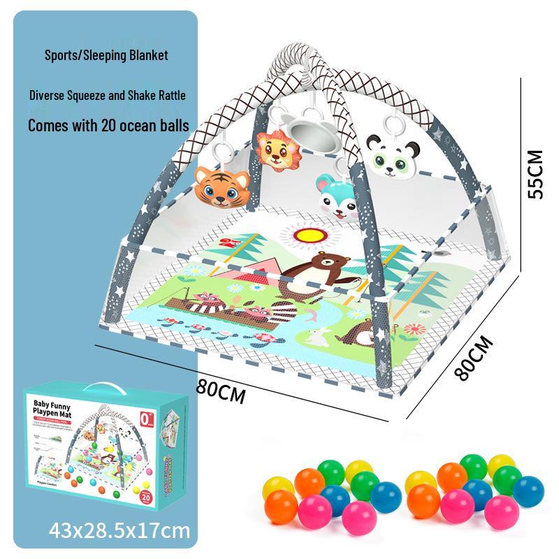 Grenzüberschreitender Baby-Laufstall & Fitnessrahmen: Früherziehung Ozean Krabbelmatte & Bällebad Spielzeug für 0-18 Monate.