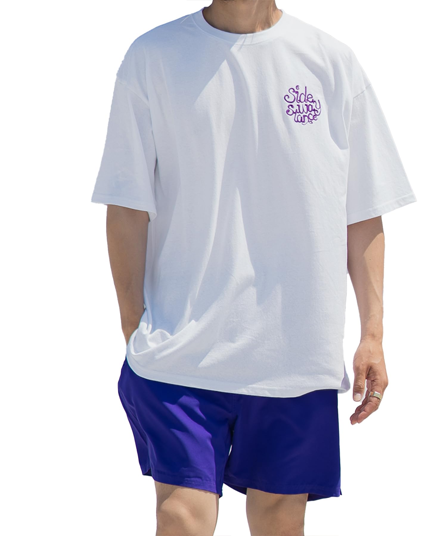 

IMPROMES Casual SIDEWAYSTANCE Embroidered Logo Short Sleeve T-Shirt, Men s, White