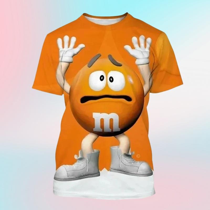 M&m's Chocolate Beans 3D Print O-Neck T-shirts Men Short Sleeve Fashion Hip Hop Oversized Harajuku Y2K T Shirt Unisex Clothes