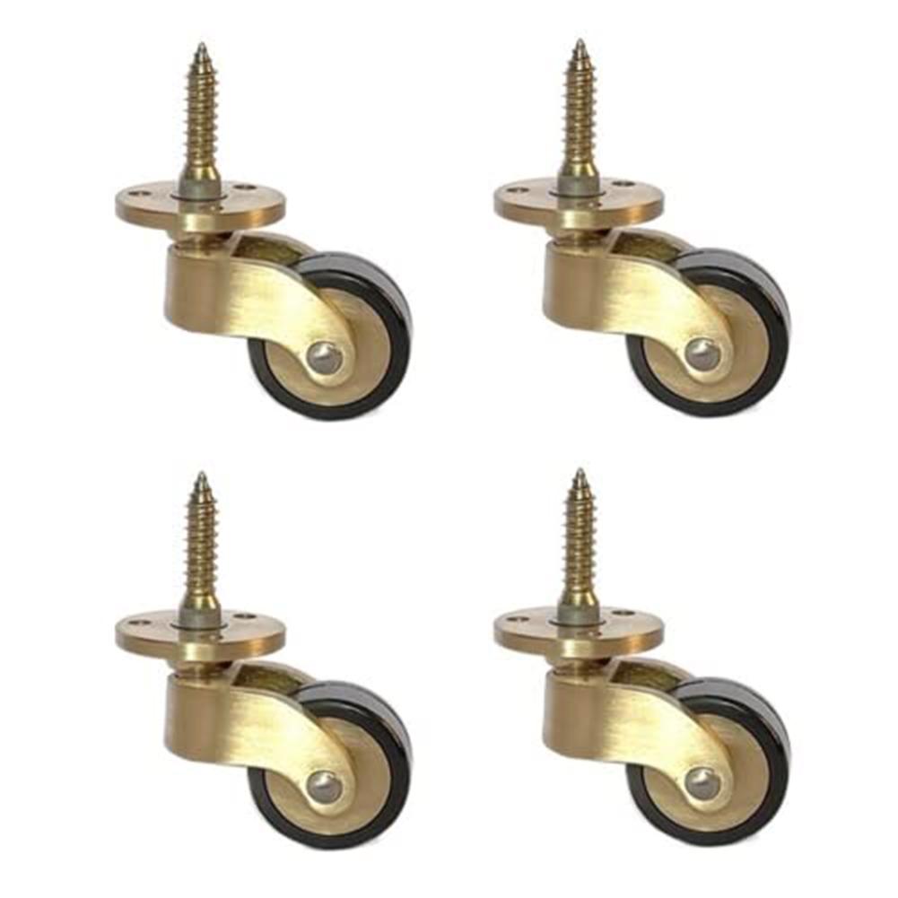 Heavy Duty 4pcs Brass Casters with 360 Degree Rotation and Silent Bearings for Sofas Furniture Tables and Plant Stands