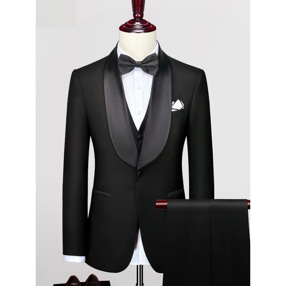 Men's Slim Fit Korean Tuxedo Suit for Wedding, Host, Photography