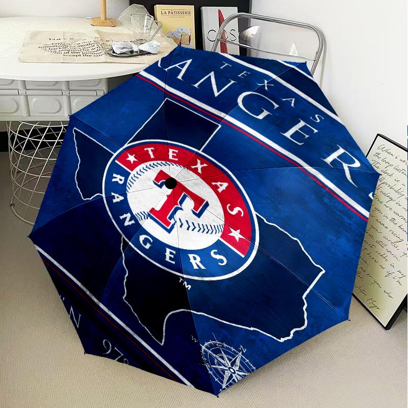 Baseball Rangers Map Umbrella Folding Umbrella, Automatic Umbrella 8-Frame for Travel, Camping Use Gift for Halloween Christmas