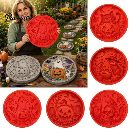 Flexible Silicone Casting Molds Stepping Stone Mold for Halloween DIY Garden Pathway, Reusable Concrete Cement, Sunflower Cat Pumpkin Art Decor Patio