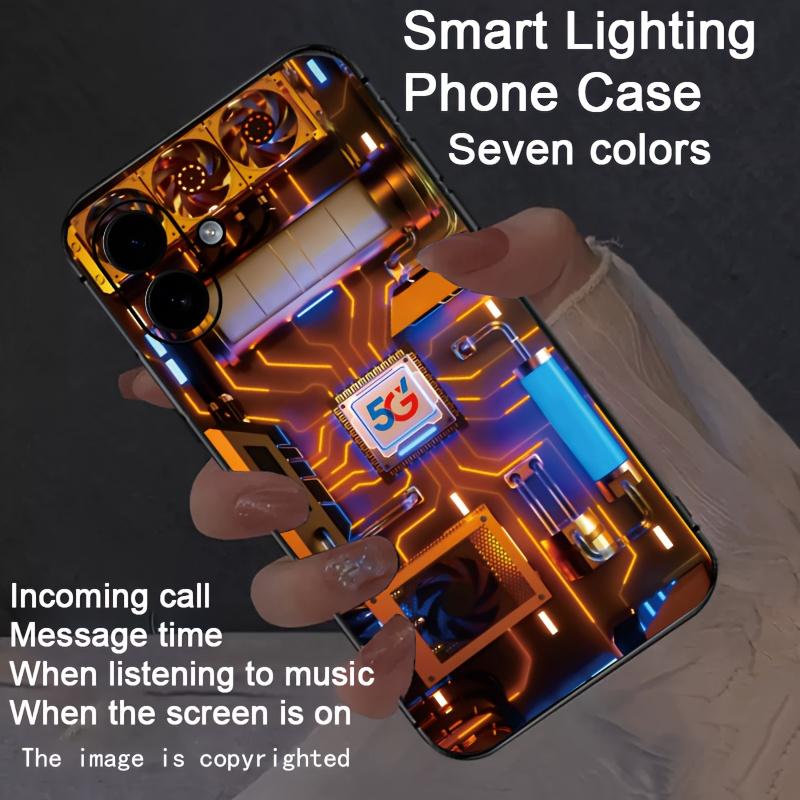 

PCBA Mechanical Flash Light Phone Case For iPhone 17 Air 16 15 14 7 8 Plus 13 12 11 Pro Max Full Protect Glass LED Phone Fundas iPhone 11