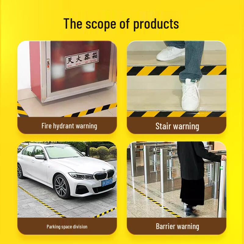 Mandle Black & Yellow PVC Zebra Safety Warning Tape (2 Rolls, 18m Each)
