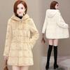 Imitation Mink Fleece Fur Coat Mother's Winter Warm Cotton Coat Mid-length Fashion Hooded Thick Coat