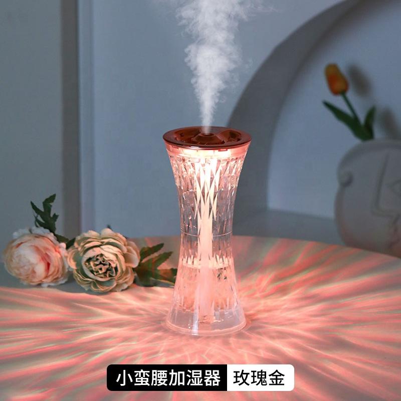 Heißverkauf 270ml Mini Kristall LED Schreibtisch Aroma Diffusor Bunte Nachtlicht Kühle Nebel USB Kleine Taille Luftbefeuchter