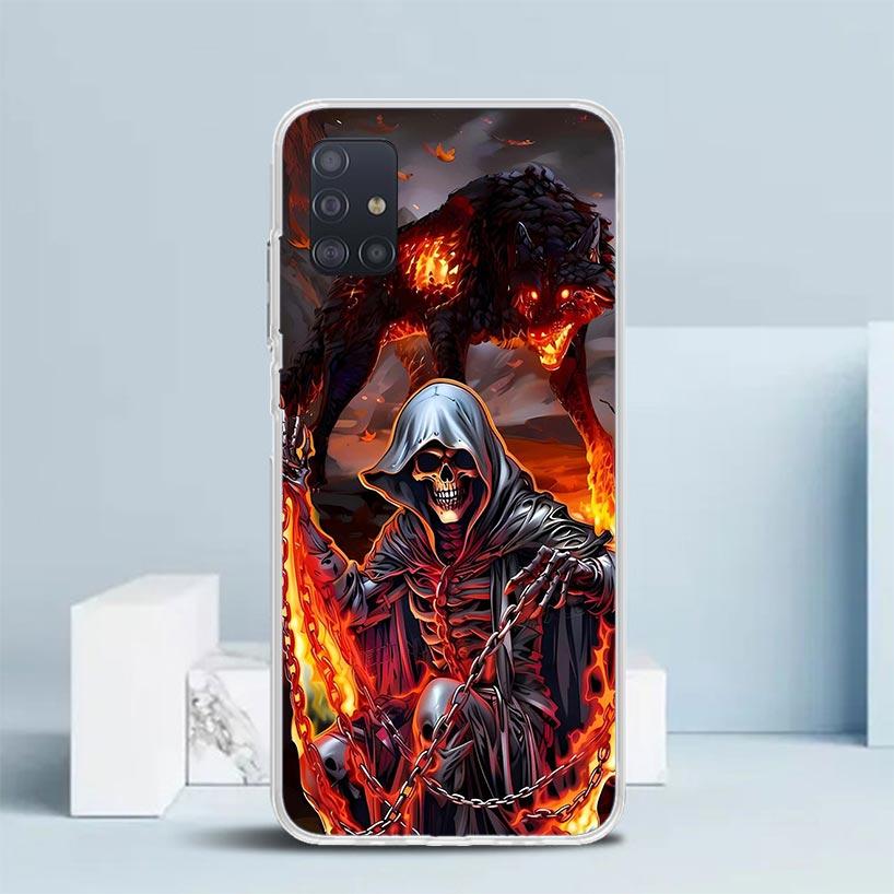 Death Grim Reaper Skull Scythe Soft Cover for Samsung Galaxy A12 A22 A32 A52 A72 A02S Phone Case Note 20 Ultra 10 S10 Plus A51 A