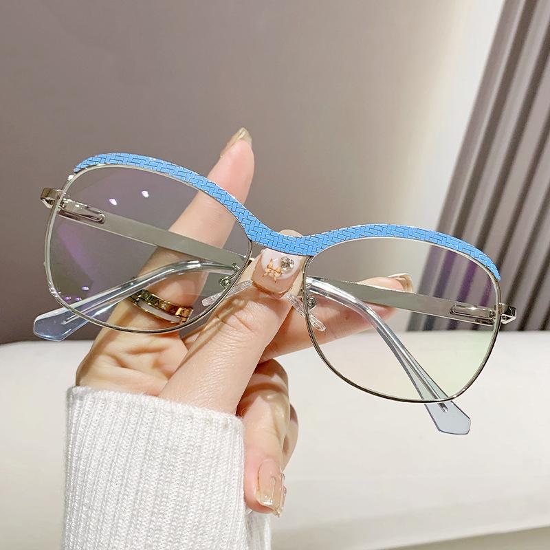 Blauw Licht Blokkerende Myopie Bril Dames Mode Nieuw Roze Ovaal Metaal Groot Montuur Sterktebril Trend Merk Computerbril Myopia-600