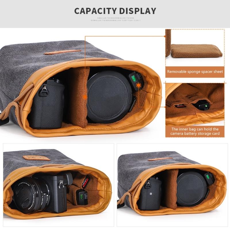 Ergonomic DSLR Camera Drawstring Bag Breathable Padding Multiple Small Compartments For Secure Carrying