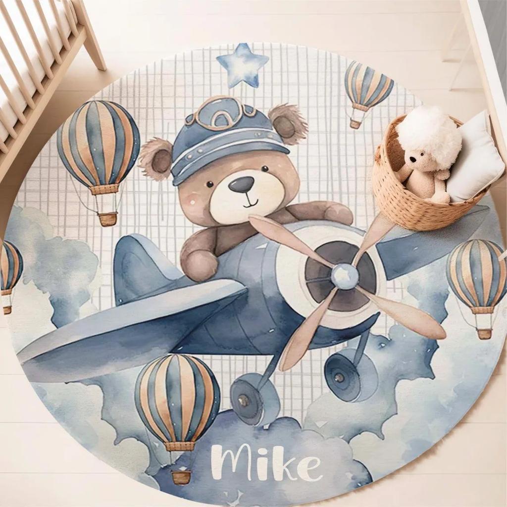 Airplane Children's Hot Air Balloon Kids Rug for Living Room Baby Girl Room Kids Playroom Mat Bedroom Rug Nursery Sofa Rug