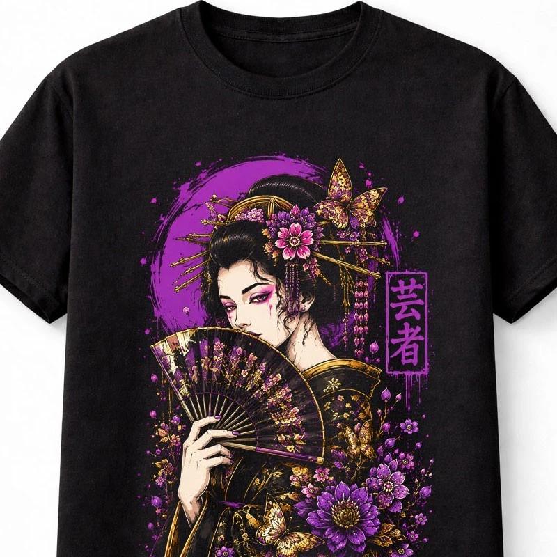 Geisha Japanese Anime Unisexga Kimono Sakura Unisex TShirt S