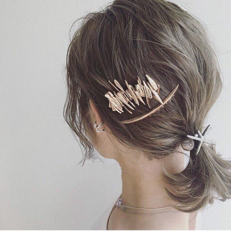 Women Hollow Bowknot Hair Clips Metal Gold Silver Color Tassel Hairpin Hair Accessories Geometric Ir