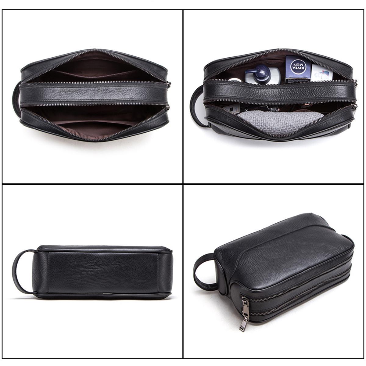 CONTACT S Crazy Horse Мужская косметичка из коровьей кожи чёрный — фото 4