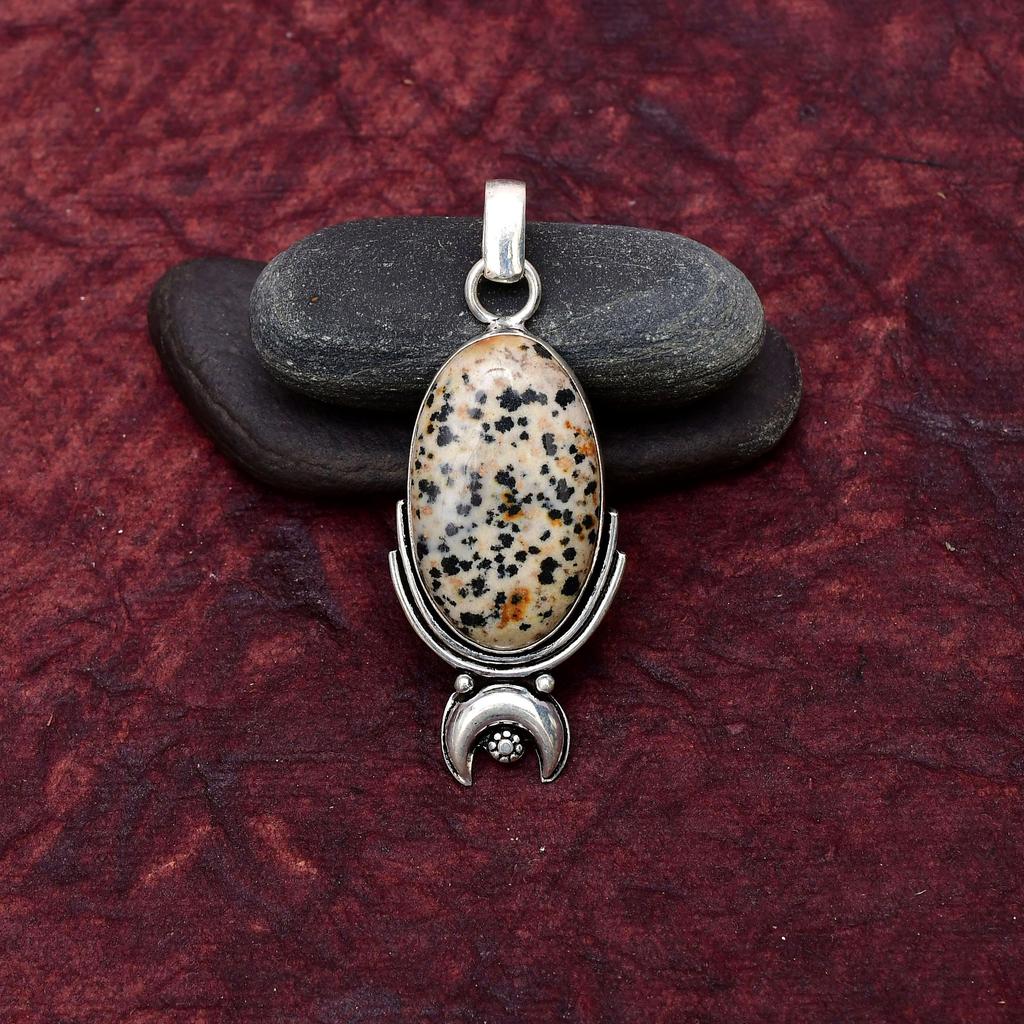 Dalmatian Jasper Gemstone Pendant Gemstone : 925 Sterling Silver Handmade Jewelry Pendant