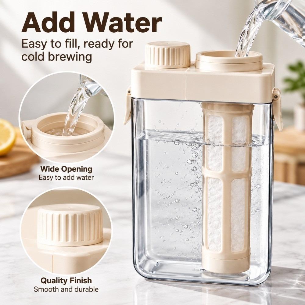 Double Silicone Seal Cold Brew Pitcher PP ABS AS Brewing Coffee Carafe  Kitchen Counter