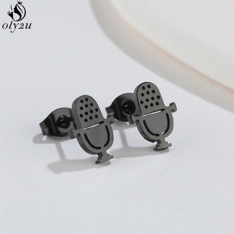 Hip-hop Stainless Steel Microphone Guitar Earring for Women Musical Ear Jewelry Girls Music Party Earrings Gift Accessories