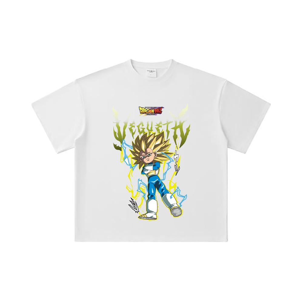 260 GSM Double Yarn 32 Count 100% Cotton Dragon Ball V51 Daima Vegeta Print Unisex Heavy Cotton T Shirt