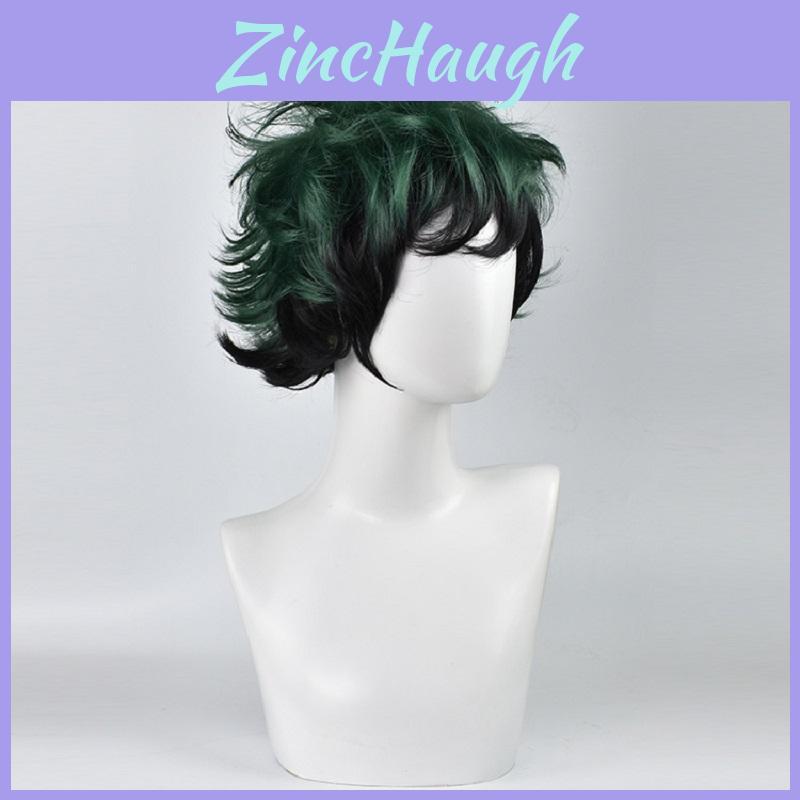 Premium Quality Anime My Hero Academia Deku Izuku Midoriya Short Cosplay Wig In Green With Black