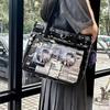 Moda Femenina Patrón a Cuadros Retro Bolsa Ita Chica Linda Transparente Gran Capacidad Bolso Tote DIY Exhibición Bolso de Mano Nuevo Bolso de Hombro