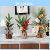 Stylish Christmas Scene Decoration Desktop Mini Christmas Tree With Red Fruits And Cotton Leaves